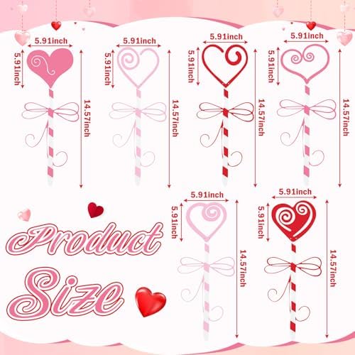 6 Pcs 14.6" Valentine's Day Metal Yard Stakes Large Metal Heart Garden Stakes Red Pink Planter Sign for Valentines Day Flower Pot Porch Patio Walkway Lawn Outdoor Decoration - Image 3