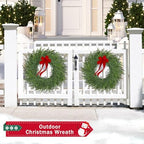 26 Inch Christmas Wreaths for Front Door Real Touch Large Xmas Winter Pine Cedar Wreaths for Windows Outdoor Indoor Christmas Holiday Home Yard Farmhouse Wall Front Door Porch Hanging Decor Clearance - Image 2