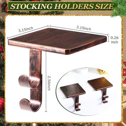 Zhengmy 6 Pcs 2 in 1 Fireplace Stocking and Garland Hangers Heavy Duty Metal Christmas Stocking Holder for Mantle, Two Hooks Hangers for Garland Balls Fireplace Xmas Holiday Party Decoration (Bronze) - Image 3