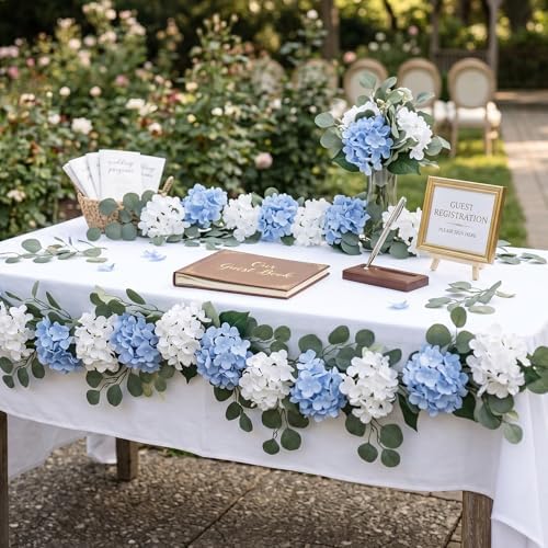 Auihiay Artificial Flower Garland, Silk Hydrangea Garland, 2Pcs Total 12ft - Image 5
