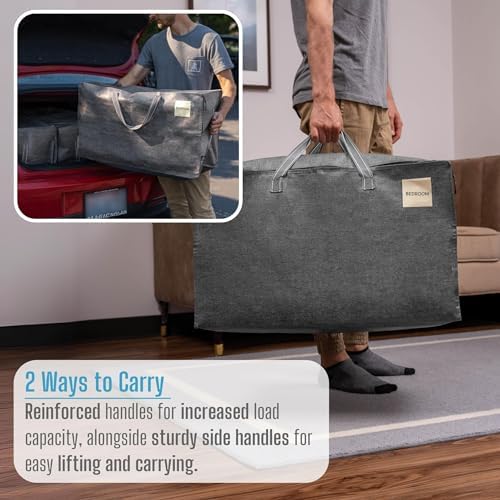 VENO 8 Pack Extra Large Heavy Duty Moving Bags with Wide Opening & Reinforced Handles, Reusable Storage Tote Bags with Strong Zippers for Clothes, College Dorm Essentials & Moving Supplies - Image 3