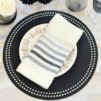Bodrum Pearls Round Embroidered Placemats Set of 4 – 15" Elegant Table Mats for Dining, Weddings & Special Occasions, Decorative, Wipe-Clean Vinyl Placemats, Black/White - Image 6