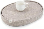 Oval Woven Placemats Set of 6 with Holder,Taupe Mix by Geichan