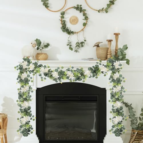 Dremisland Artificial Flowers Garland Eucalyptus Garland with Dahlia Flower - Image 4