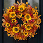 24 Inch Harvest Fall Wreaths for Front Door with Sunflower and Red Berries by CHVista