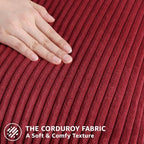 Mecatny Corduroy Decorative Throw Pillow Covers 26x26 Set of 2 Burgundy - Image 4