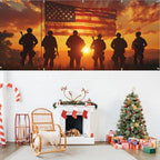 16x7Ft Patriotic American Soldier Silhouette Garage Door Decoration Flag, Military Tribute flag - Sunset USA Flag Themed Outdoor Decor - Image 6