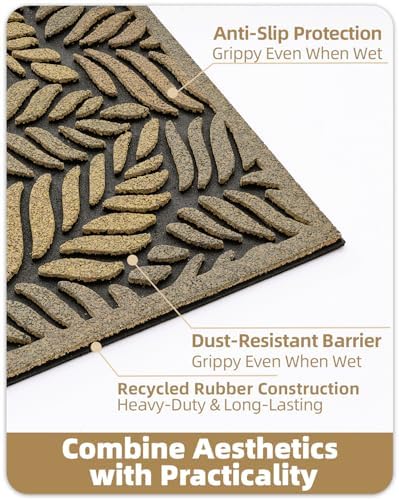 Color&Geometry Door Mat Outside Entrance 24"x36", Garage, Khaki - Image 5