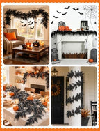 2 PCS 5.91 FT Black Halloween Cedar Pine Garland, Realistic Spooky - Image 7
