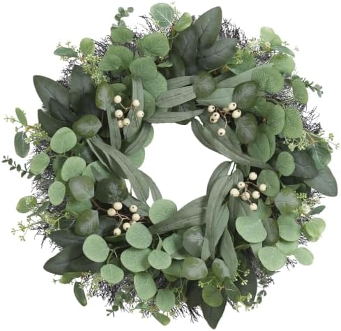 24 Inch Eucalyptus Wreath for Front Door, Fall Decor with White Berries by Unknown