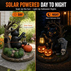 Solar Halloween Black Cat Figurine Light, Lighted Resin Cat Statue with Lantern and Pumpkin, Outdoor Garden Decor for Porch, Yard and Patio, Seasonal Landscape Decoration - Image 3
