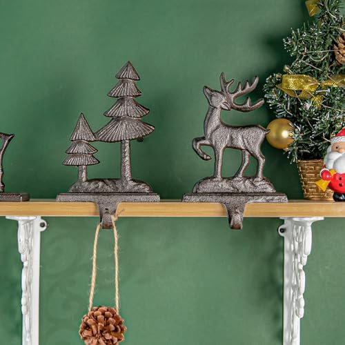 Sungmor Cast Iron Christmas Stocking Holders, 2 Pack Tree & Reindeer Design - Image 3