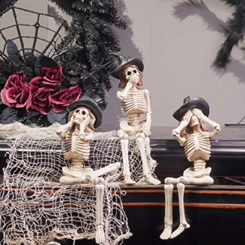 Newman House Studio Halloween-Décorations No-Evil-Skeleton-Figurines - Image 3