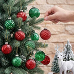 Jenaai 12 Pcs Christmas Red and Green Glass Ball Ornaments, Tree Decoration - Image 5