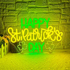 Happy St Patrick's Day Neon Sign, Dimmable Wall Decor LED Neon Light Green Holiday Theme Room Decor for USB Led Sign for Bedroom Living Room Wall Art Party Birthday Kids Room by DRACEY