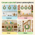 9'' Easter Wreaths for Front Door, 2026 Upgraded Small Easter Wreath, Easter Wreath for Kitchen Cabinets Window, Mini Spring Artificial Spring -Green Decor for Home, Farmhouse (4PCS) - Image 5