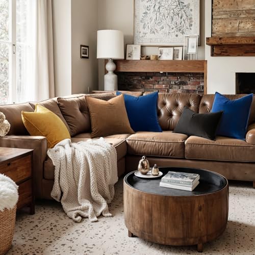 MIULEE Decorative Navy Blue Velvet Euro Sham Throw Pillow Covers 26x26 Inch - Image 2
