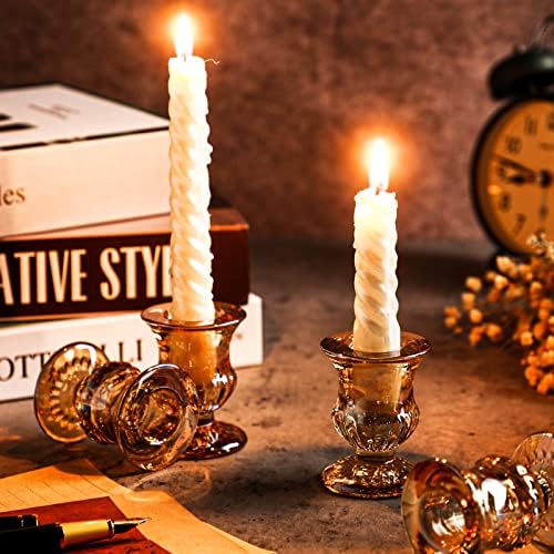 Clear Glass Candlestick Holders Taper Candle Holder Bulk 2.5 Inch Candle Stick Holder for Table Centerpiece Mantel Wedding Housewarming Gift Rustic Vintage Valentines Dinning Decoration - Image 4
