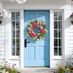 Spring Wreaths for Front Door Outside Summer Wreath 24 Inch with Luxury Peony & Hydrangea Floral Wreaths with Greenery Colorful Seasonal Spring Door Wreath for Outdoor Home Decor - Image 6