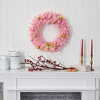 Nearly Natural 24 in Pink Artificial Christmas Wreath with 35 LED Lights - Image 6