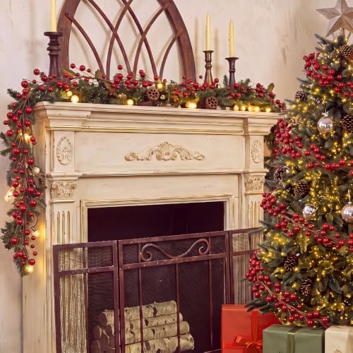Thiccywoov 12 ft Christmas Wooden Beads Garland, Vintage Xmas Dark Red - Image 5