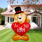 AerWo 4 FT Valentines Day Outdoor Decoration Inflatable Teddy Bear with Love Heart, Valentines Blow Up Yard Decorations with Build-in LED Lights Sweet Valentines Gift for Home Wedding Party Décor - Image 4