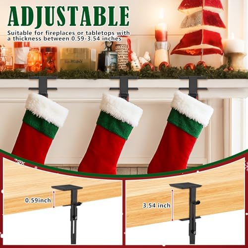 6Pcs Christmas Fireplace Stocking and Garland Hanger Fits 0.5-3.5" Mantle - Image 5
