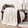 Battilo Soft Ivory Faux Fur Throw Blanket for Couch, 50"x60", Double Side by BATTILOHOME