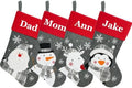 Set of 4, 18" Dia Personalized Gray Christmas Stockings with Embroidery Names, Quality Thick Fleece Material Stockings for Family Decor(Santa Snowman Elk Penguin) by YourBestMemory