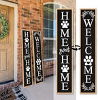 Outdoor Welcome Sign Front Porch Door Decor, 45"X9" Wood Black by Unknown
