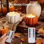 Fall Decor, Fall Decorations for Home - Terracotta Flameless Pumpkin Candle - Image 4