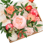 Ling's moment Artificial Pink Wedding Flowers Combo, Coral & Ivory, Grand by LingsMoment