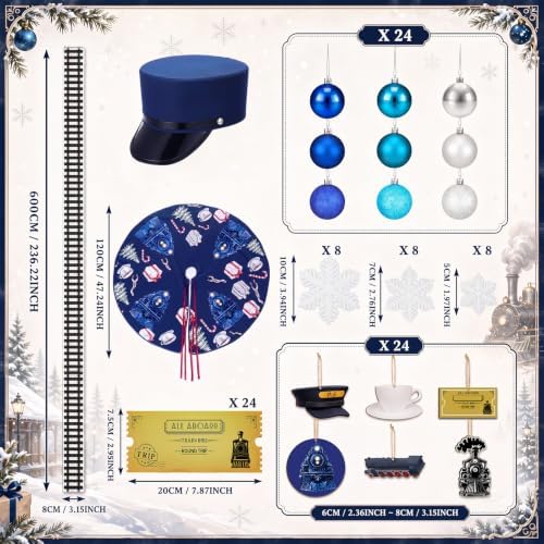 RattanView 99 Pcs Christmas Express Train Theme Tree Decoration Railroad - Image 4