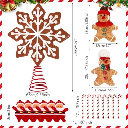 Halfchet 43 Pcs Gingerbread Ornaments for Christmas Tree Ribbon Candy Gingerbread Figurine Pendants Santa Claus Christmas Tree Red and White Hanging Decorations Ornaments for Holiday Party - Image 2