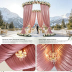 2 Panels 5ft(W) x 20ft(H) Pink Rose Backdrop Curtain for Wedding Parties - Image 5