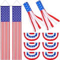 Remagr 10 Pcs Patriotic 4th of July Decorations Outdoor, 2 American Flag Windsocks, Independence Day Porch Banners with 6 USA Pleated Bunting Flags, Red White Blue Labour Day Decor for Yard Garden by Remagr