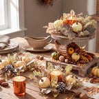 Umigy 6 Set Fall Candle Holders Glass Votive, Pumpkin, Light Color - Image 7
