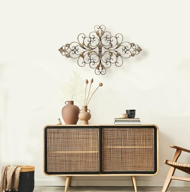 POBKING Ornate Scroll Wall Decor, Enchanting Leaves Wall Art - Metal Leaves & Flowers Over Door, Black Metal, The Door Wall Decor - Image 4