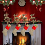 OCTERIC 4Pcs Stocking Holders, Reindeer Pattern Metal Mantel Hooks, Anti-Slip Heavy Duty Solid Cast Iron Mantle Hangers Xmas Décor for Fireplace Holiday Indoor Decoration - Image 4