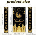 Preboun 3 Pcs Hanging Banner LED Decoration Set 71 x 35.4/11.8 Inch Lighted Backdrop and Porch Sign for Outside Outdoor Decor(Eid Mubarak) - Image 3