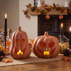 Tioncy Halloween Decor Terracotta Jack O Lantern Pumpkin Decor,Terracotta - Image 6
