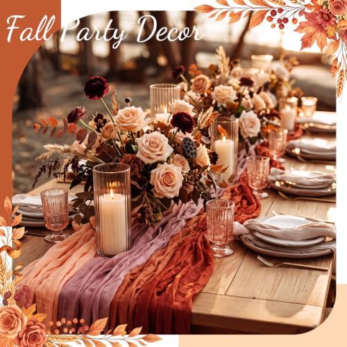Remagr 12 Pcs Gradient Terracotta Cheesecloth Gauze Table Runners - Image 2