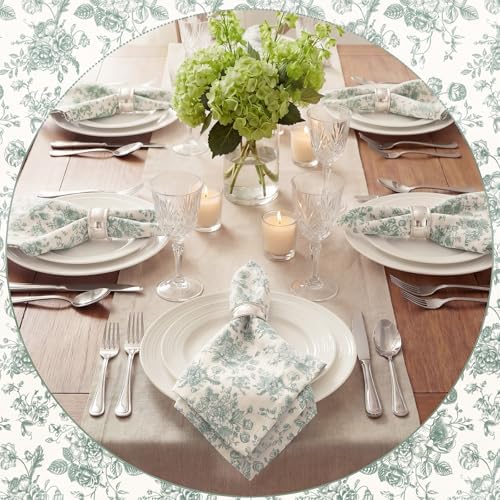 Mindsoft Sage Green Floral Linen Napkins (Set of 12) -18x18 Inch Linen Dinner Napkins - Reusable Washable Cottagecore Decor for Weddings & Parties - Image 6