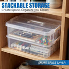 CraftGenes 2-Tier Clear Craft Storage Box with Handle - Image 2