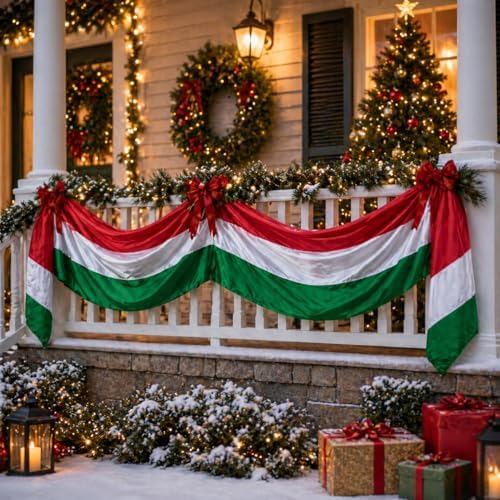 3Pack Red White Green Bunting Banner 2x20Ft Merry Christmas Bunting Flags New Years Decor Outside Hanging Italy Mexican Festival - Image 5