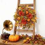 Fall Wreath for Front Door, 25inch Autumn Door Wreath with Pumpkin, Dahlia, Berries, Eucalyptus Leaves for Indoor Outdoor Wall Window Thanksgiving Harvest Festival - Image 5