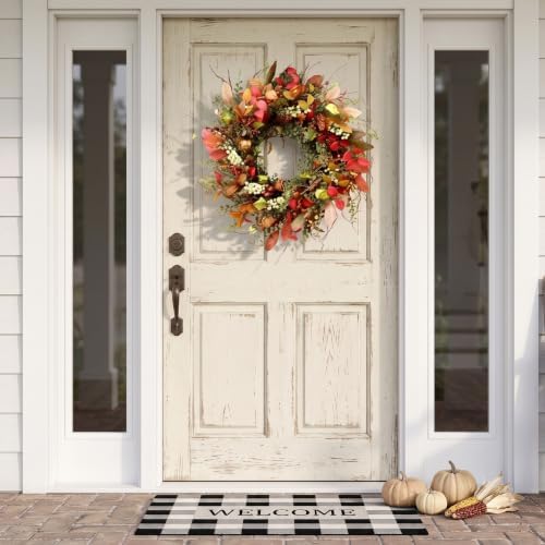 22" Berry Branches Fall Wreath with Colorful Mixed Leaves, Flowers & Twigs - Image 2