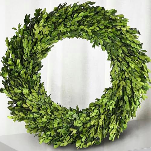 Boxwood Wreath Large 16 inch Preserved Natural Boxwood Wreath Home Decor Stay Fresh for Years Wreath for Christmas Halloween and Thanksgiving Home Decor for Indoor Only - Image 3