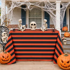 Fanqisi 2Pack Striped Tablecloth 57x120 Inch Black and Orange Tablecloth by Fanqisi