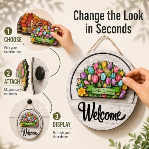 16Pcs Interchangeable Welcome Sign for Front Door, Magnetic Seasonal Decor (12pcs) - Image 5